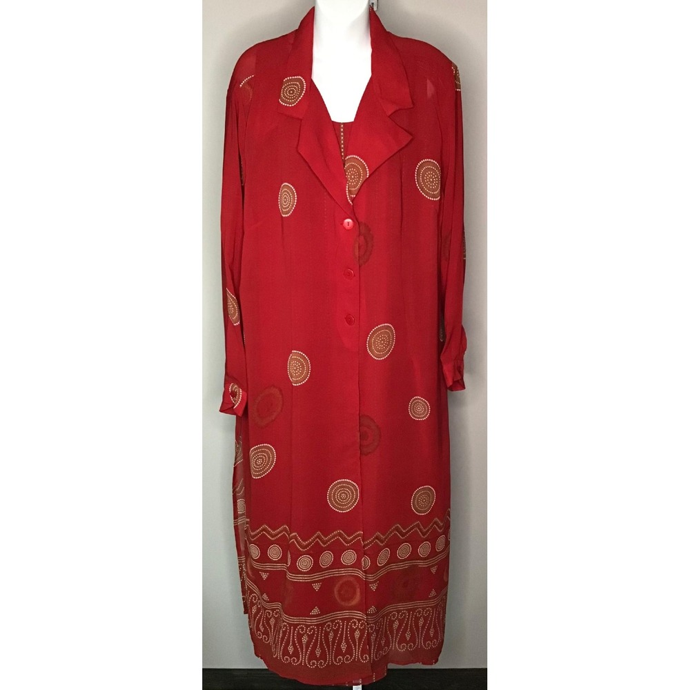 Vintage Fashion Bug Printed Maxi Dress & Duster 2-Piece Plus Size 24 NWT Events